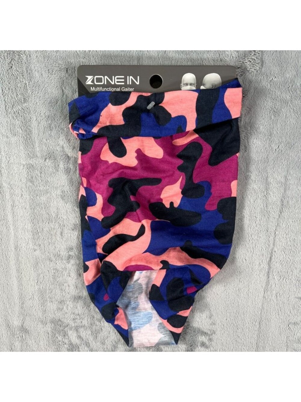 NWT Zone In Pink/Black/Blue Camo Pattern Multifunctional Gaiter (One Size)